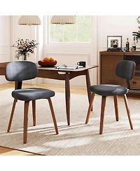 Slickblue Set of 2 Chenille Fabric Upholstered Wooden Kitchen Chairs