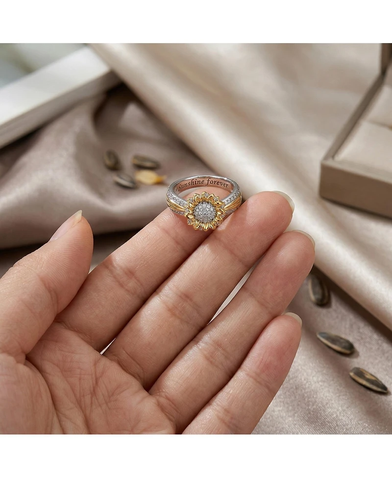 Ra White Gold Plated and 14K Cubic Zirconia Nature Inspired Ring