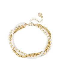 Steve Madden White Vintage Luxe Shell Beaded Layered Anklet