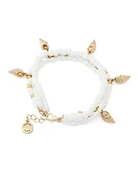 Steve Madden White Vintage Luxe Shell Beaded Layered Bracelet