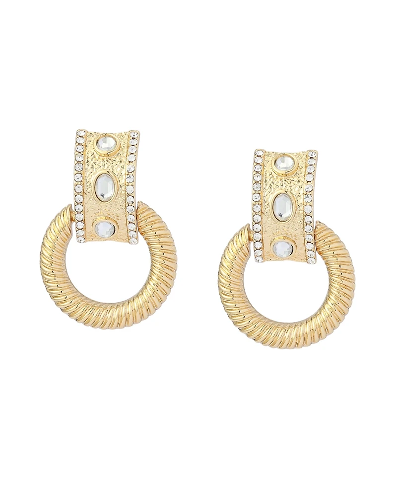 Steve Madden Faux Stone Ring Doorknocker Earrings