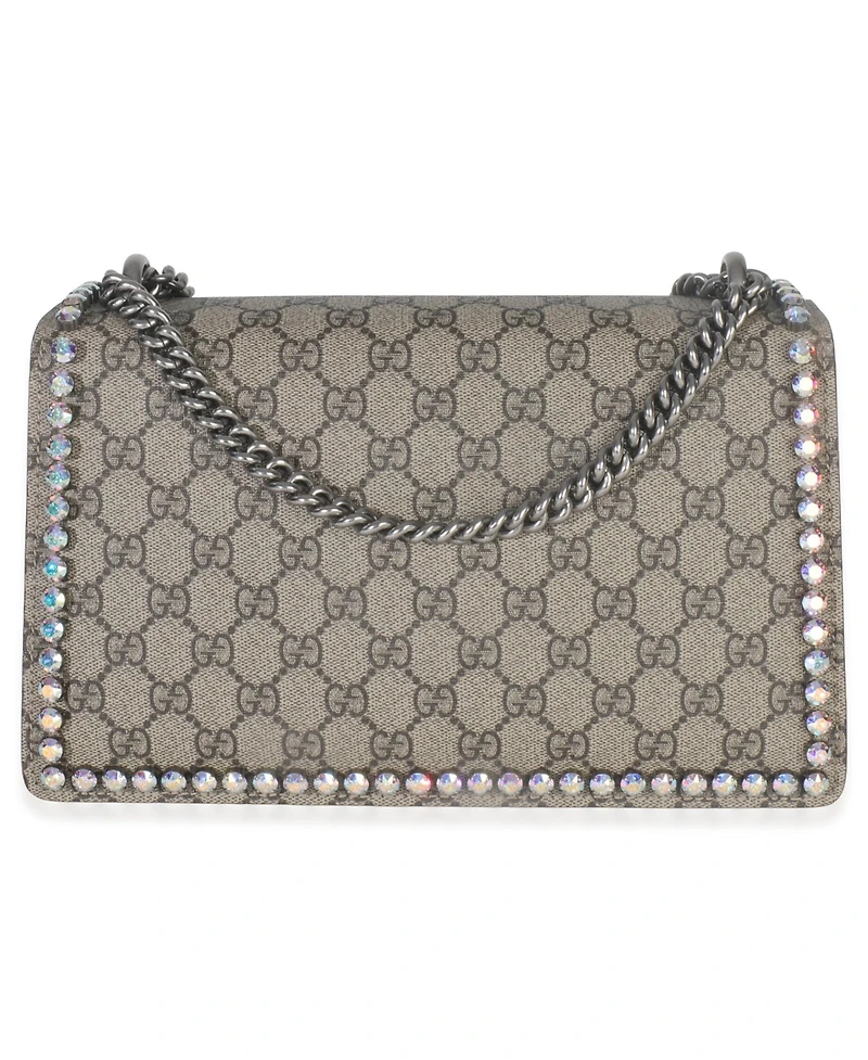 Pre-Owned Gucci Pink Beige Gg Supreme Canvas Crystal Small Dionysus Shoulder Bag