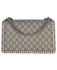 Pre-Owned Gucci Pink Beige Gg Supreme Canvas Crystal Small Dionysus Shoulder Bag