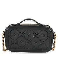 Pre-Owned Gucci Black Gg Star Embossed Calfskin Mini Gg Chain Bag
