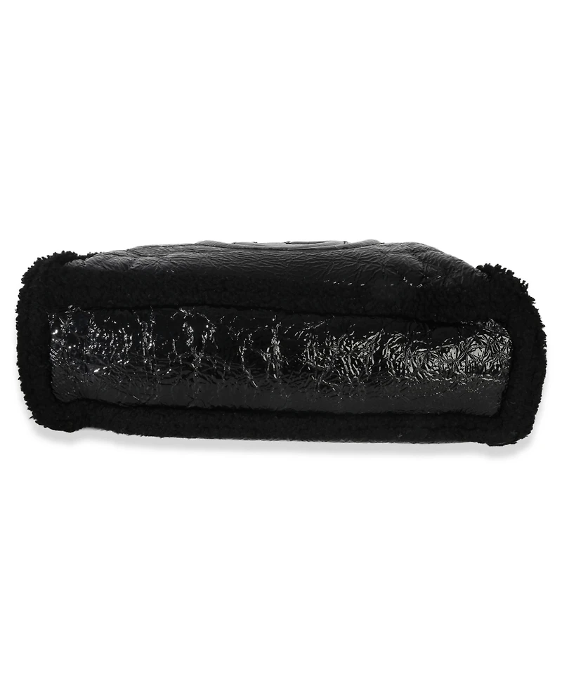 Pre-Owned Gucci Black Patent Shearling Medium Soho Hobo