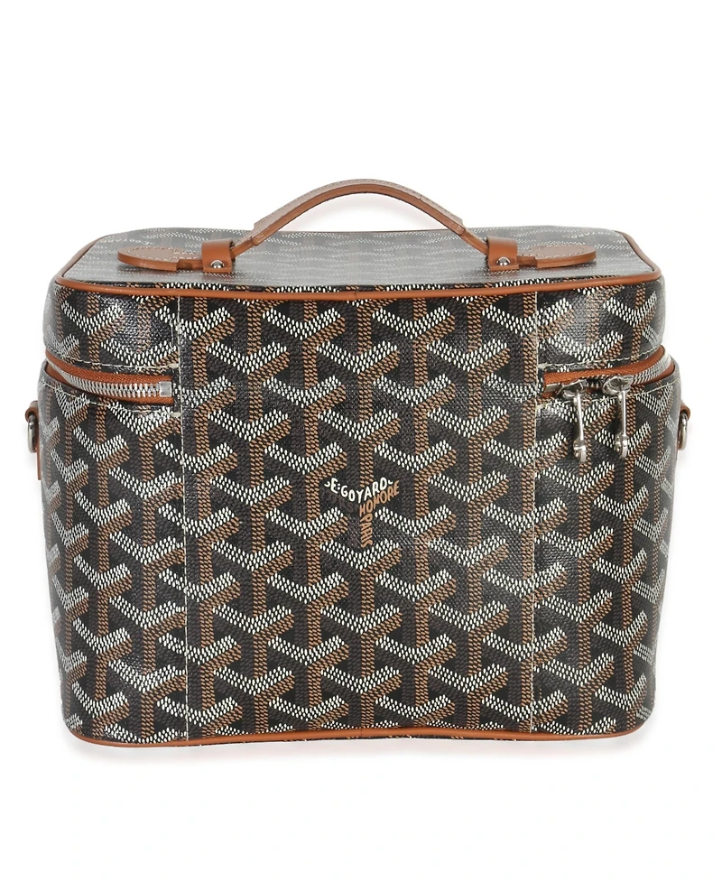 Pre-Owned Goyard Gold Black Goyardine Canvas Muse Vanity Case