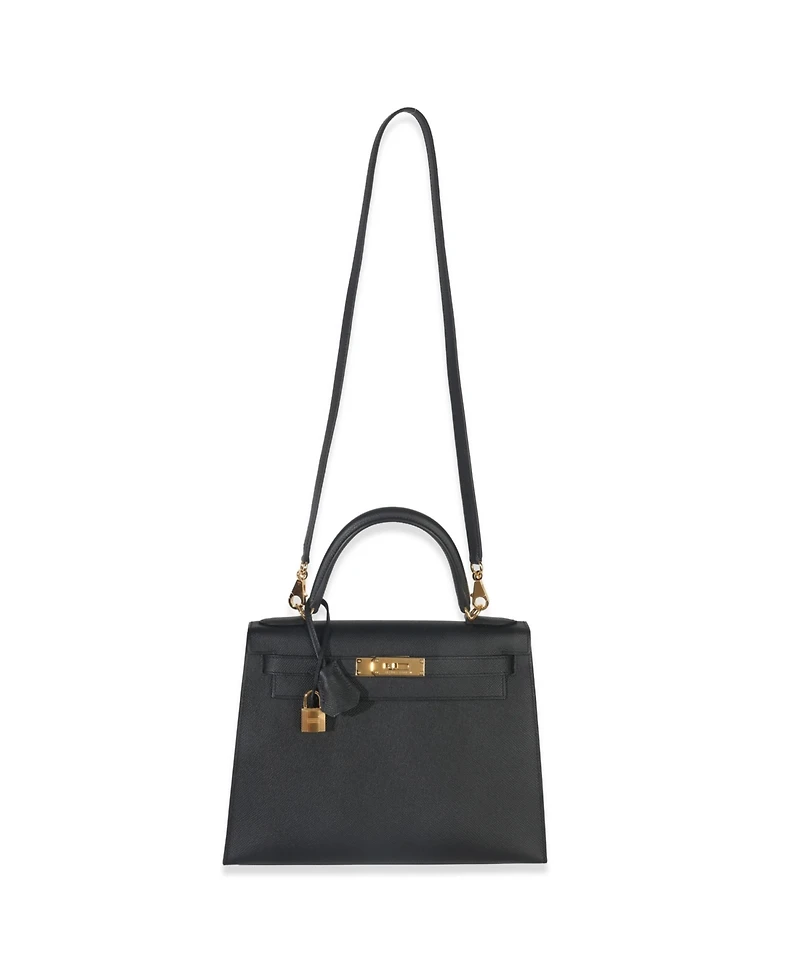Pre-Owned HERMES Black Epsom Kelly Sellier 28 Ghw