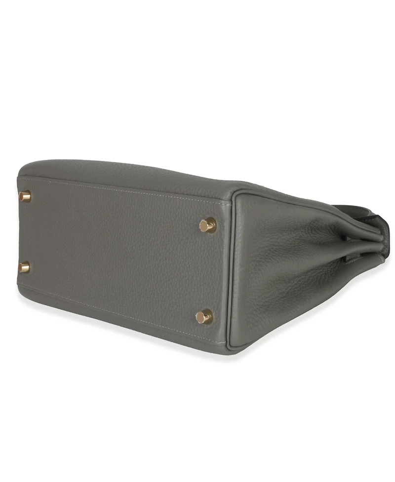 Pre-Owned HERMES Gris Meyer Clemence Kelly 28 Ghw