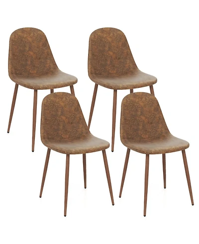 Slickblue Modern Kitchen Chairs Set of 4 Faux Pu Leather with Metal Legs