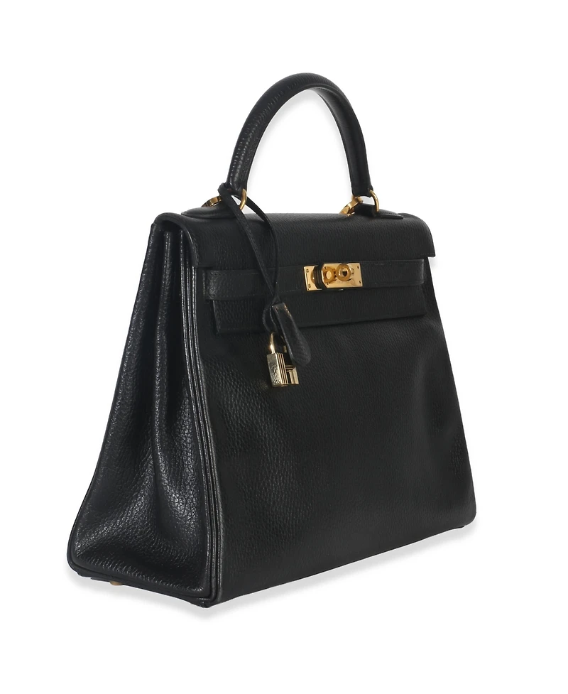 Pre-Owned HERMES Vintage Black Ardennes Kelly 32 Ghw