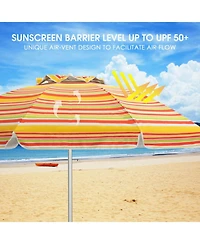 Gouun 6.5 ft Portable Beach Umbrella with Upf 50+ Sun Protection Sand Anchor and Carry Bag