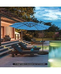 Gouun 10 ft Solar Powered Cantilever Patio Umbrella with 32 Led Lights and Tilt System