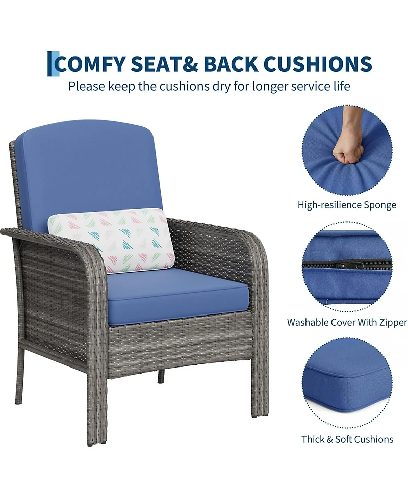 gaomon 2-Piece All-Weather Pe Wicker Patio Set with High Back Chairs and Cushions