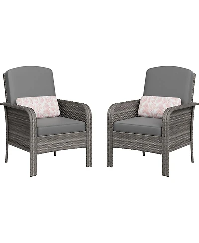 gaomon 2-Piece All-Weather Pe Wicker Patio Set with High Back Chairs and Cushions