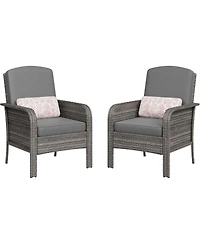 gaomon 2-Piece All-Weather Pe Wicker Patio Set with High Back Chairs and Cushions