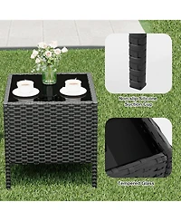 gaomon 3-Piece All-Weather Patio Conversation Set, Pe Rattan Armchairs and Glass Table