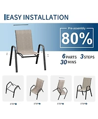 gaomon Set of 4 Textilene Stackable Outdoor Dining Chairs