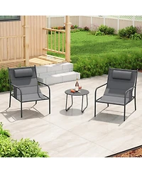 Gymax 3 Piece Patio Set Outdoor Table and Chairs Bistro Set Small Front Porch Balcony Furniture