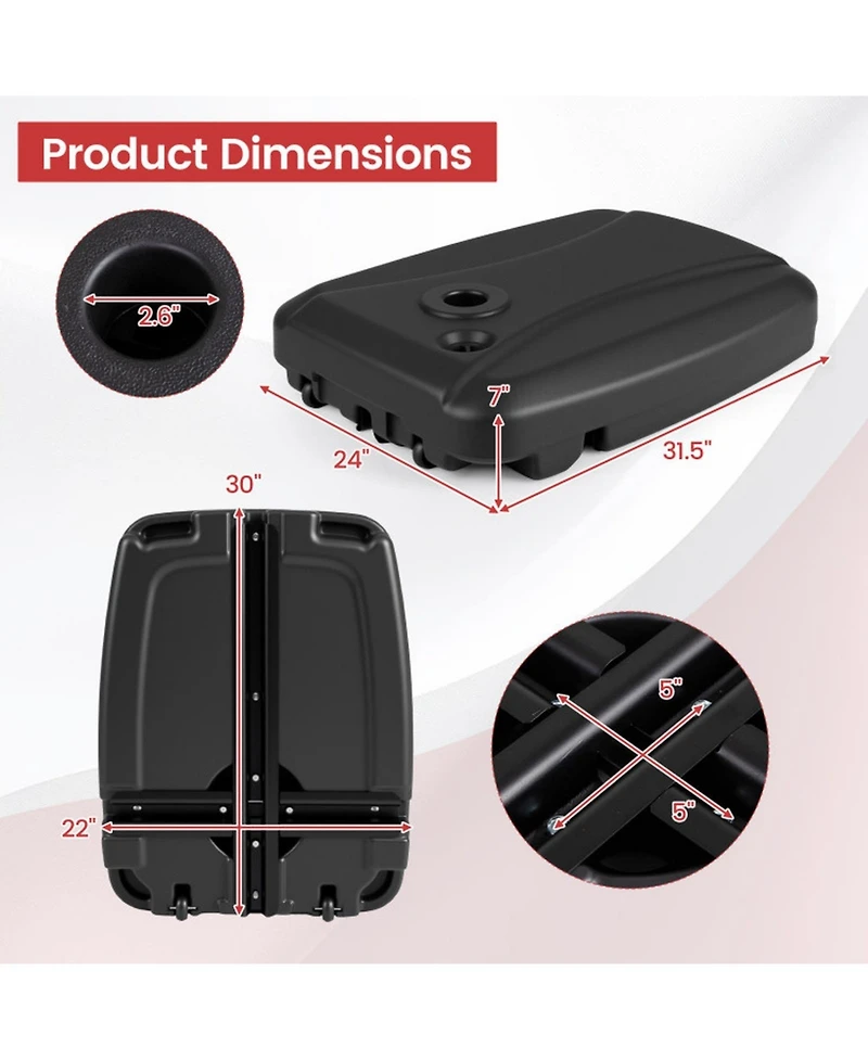 Gouun 225 lb Cantilever Patio Umbrella Base with Built-In Wheels T-Shaped Cross Frame