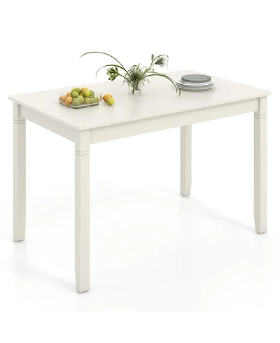 Sugift 48-Inch Wooden Dining Table for 4 People Rectangular Kitchen Table with Rubber Wood Legs