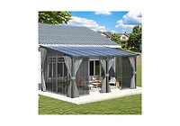 Aecojoy 16'x10' Wall Gazebo with Curtains and Mosquito Netting