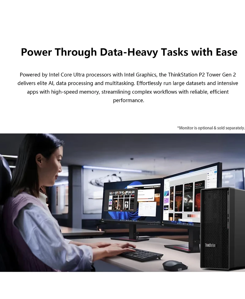 Lenovo ThinkStation P2 Workstation Desktop Intel Core Ultra 5 32GB Ram Intel Graphics 2TB Ssd Storage Windows 11 Pro