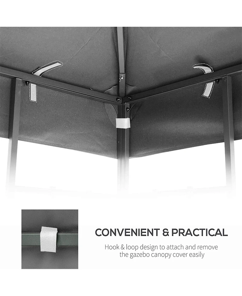 Clihome Outdoor Patio Gazebo Replacement Canopy, Double Tiered Tent Roof Top Cover Only