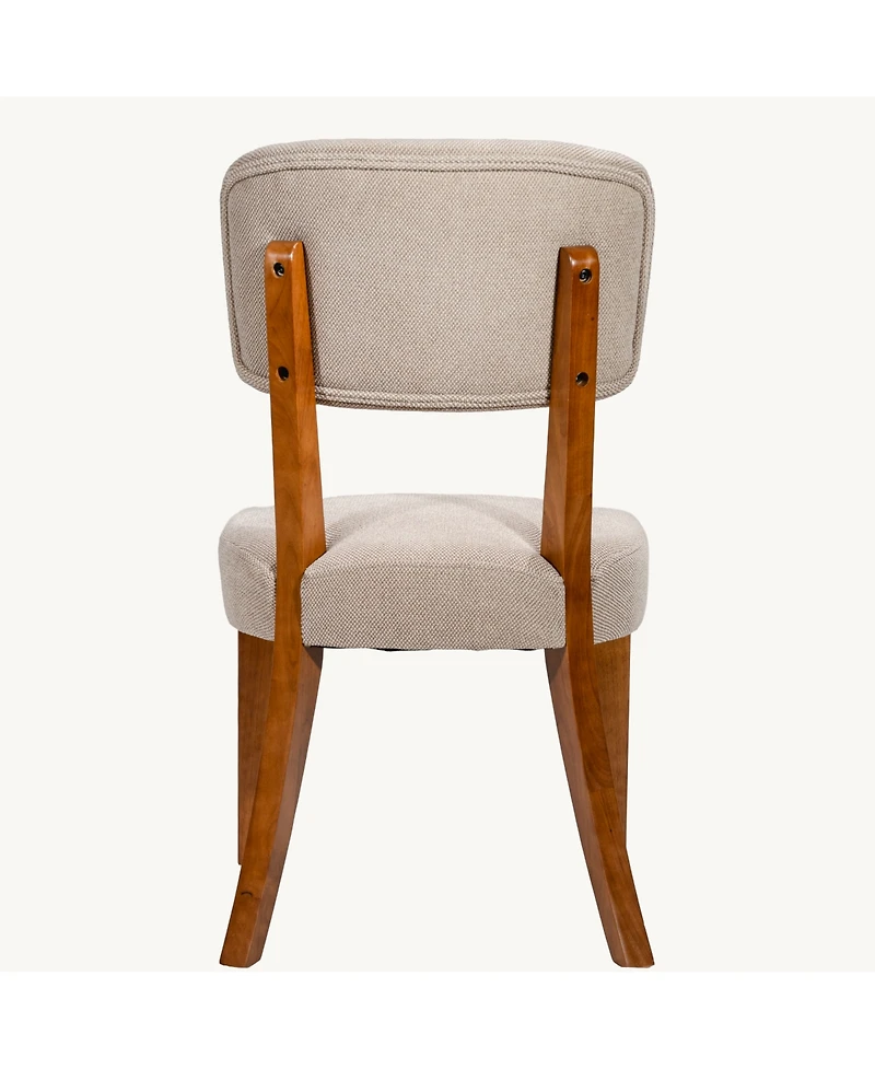 Rainsken Modern Upholstered Dining Chairs Set of 2, Comfortable Fabric Chairs with Solid Wood Legs for Living Room and Kitchen