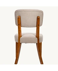 Rainsken Modern Upholstered Dining Chairs Set of 2, Comfortable Fabric Chairs with Solid Wood Legs for Living Room and Kitchen