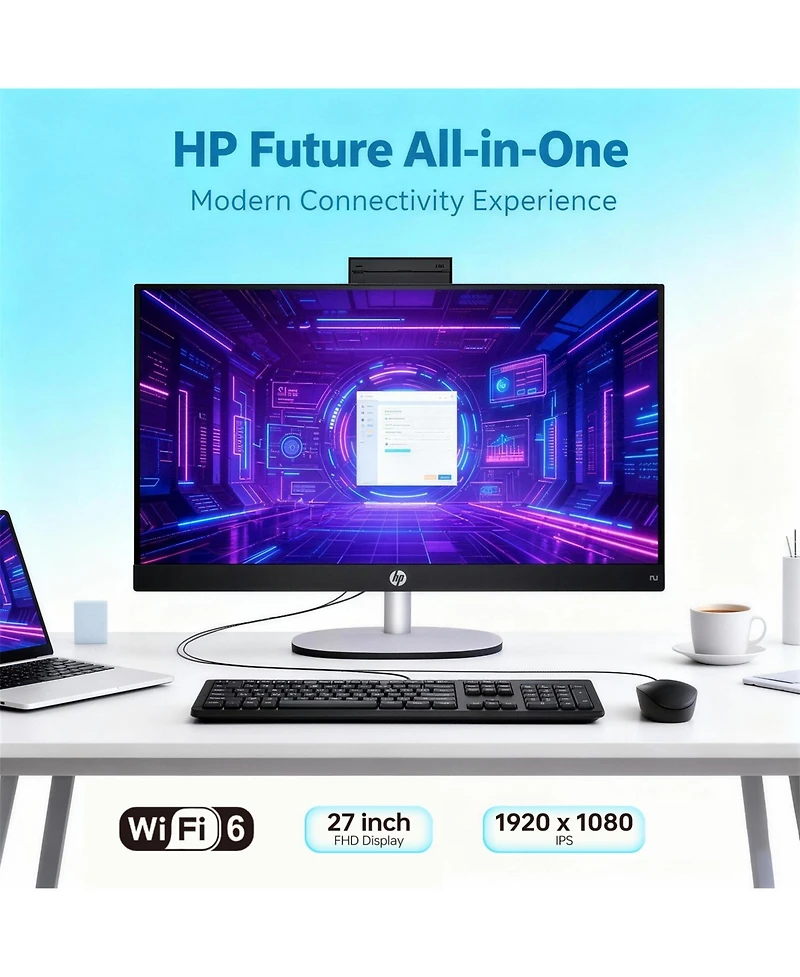 Hp Essential 27" All-in-One Intel Core Ultra 7 32GB Ram Intel Graphics 2TB Ssd Storage Windows 11 Pro 60Hz