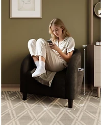 gaomon Velvet Accent Chair Club Cozy Armrest Upholstered Barrel with Solid Legs for Living Room Bedroom Study Waiting