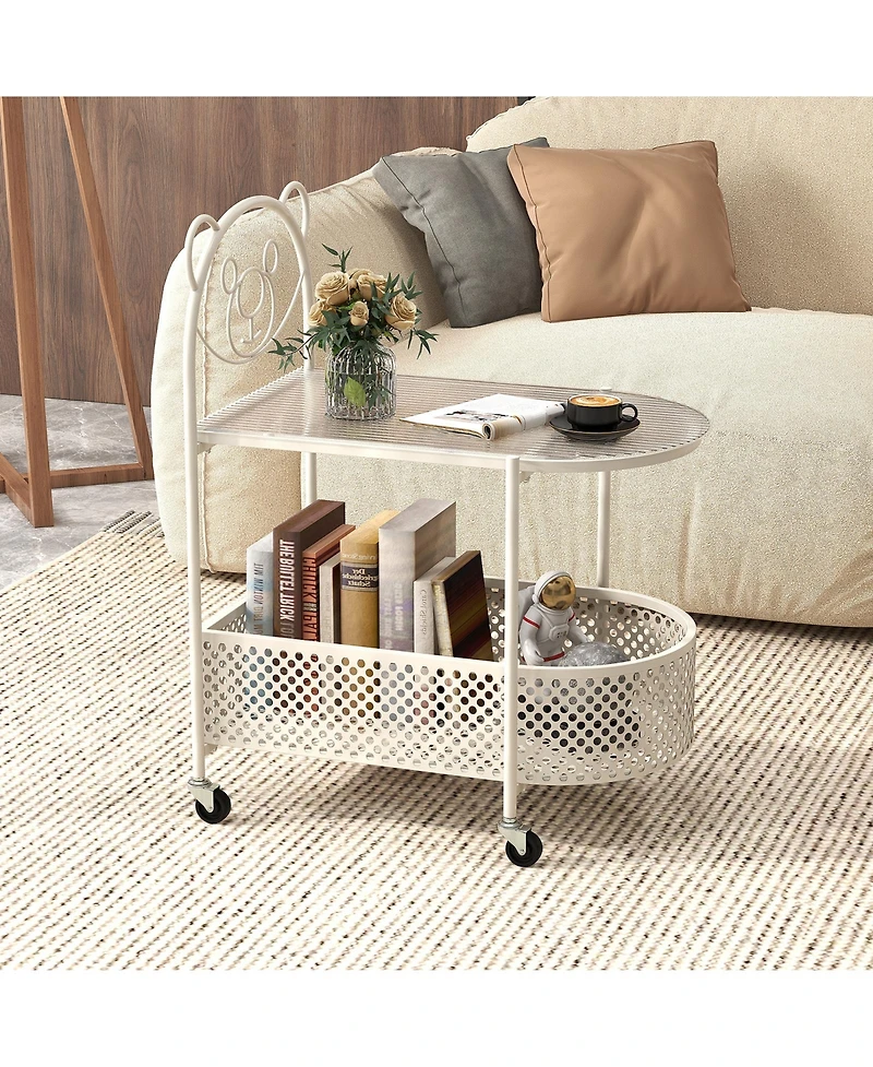 Slickblue Glass Coffee Table 2 Tier Mobile with Bear Design
