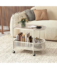 Slickblue Glass Coffee Table 2 Tier Mobile with Bear Design