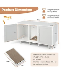 Gymax Cat Litter Box Enclosure Hidden Cat Washroom w/ 2 Doors