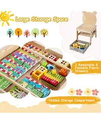 Sugift Kids Table and Chairs Set with Reversible Whiteboard Top