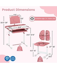 Sugift Kids Study Desk and Chair Set with Tilt Desktop and Book Stand