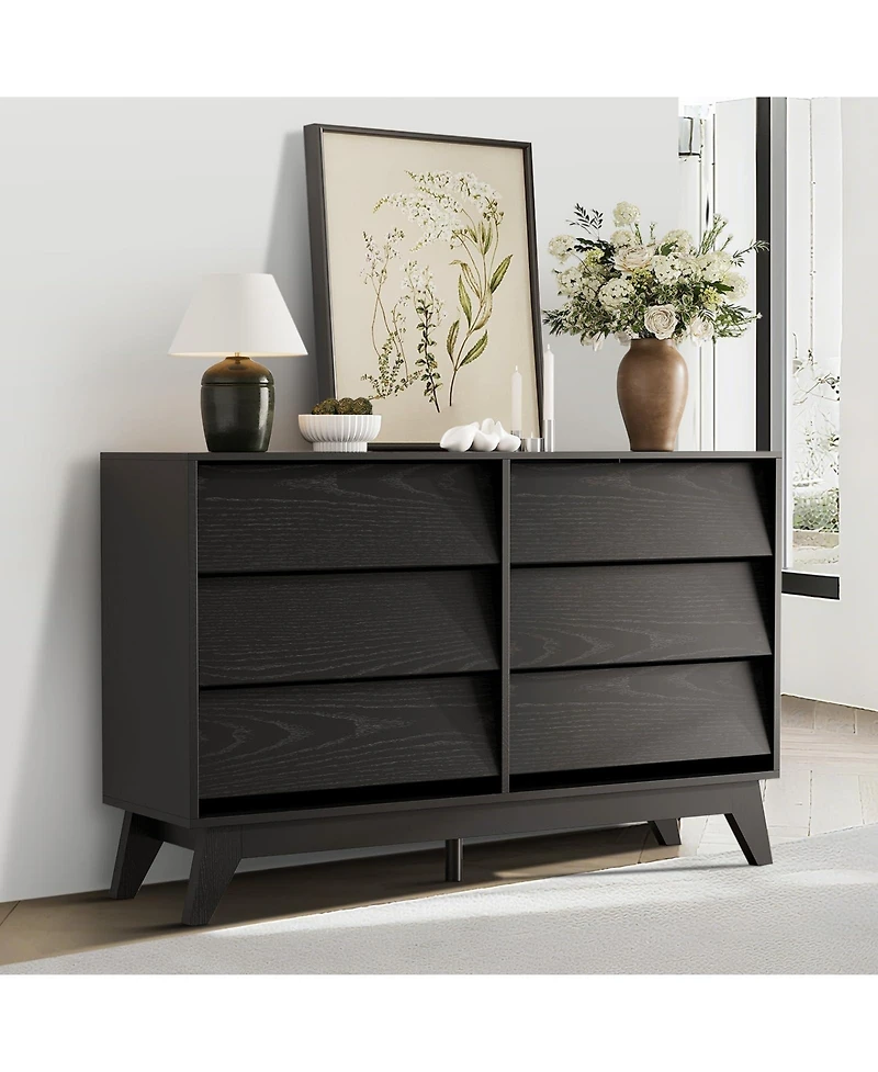 gaomon 6 Dresser for Bedroom, 47" Wide Dresser, Freestanding Horizontal Drawer with Storage