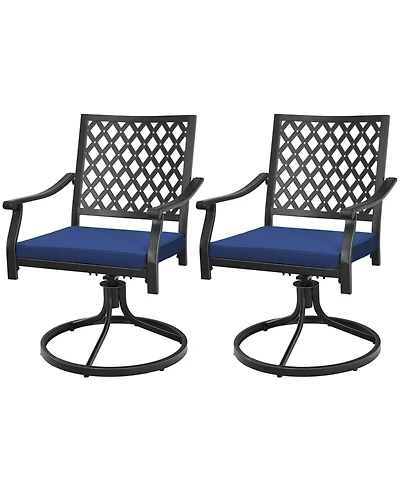 Sugift Set of Two Swivel Outdoor Chairs with Cushions and Steel Base