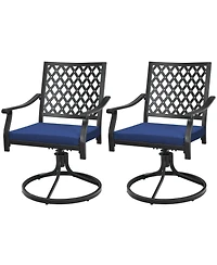 Sugift Set of Two Swivel Outdoor Chairs with Cushions and Steel Base