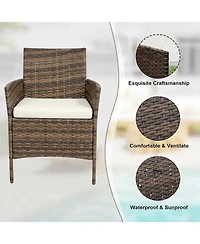 gaomon 3-Piece Rattan Patio Furniture Set, 2 Chairs and Coffee Table, Gradient