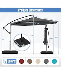 Gouun 10 ft Cantilever Patio Umbrella with Infinite Tilt 360-Degree Rotation and Weighted Base