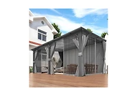 Aecojoy 16'x12' Wall Gazebo with Curtains and Mosquito Netting