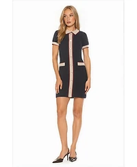 Alexia Admor Women's Cove Collared Button Down Contrast Knit Dress