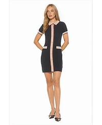 Alexia Admor Women's Cove Collared Button Down Contrast Knit Dress