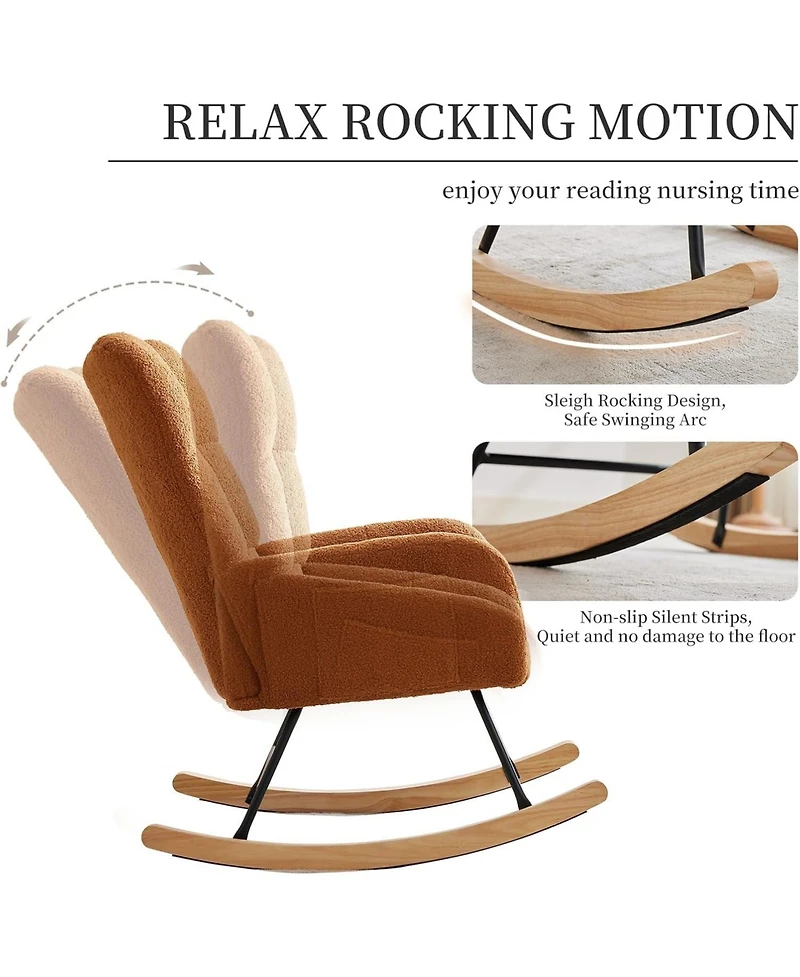 gaomon Comfy Rocking Chair for Nursery or Bedroom, Upholstered Glider with Side Pocket and Ergonomic Backrest