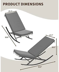 gaomon Set of 2 Outdoor Rocking Lounge Chairs with Removable Cushions, Patio Chaise Lounge and Indoor Papasan Rocker