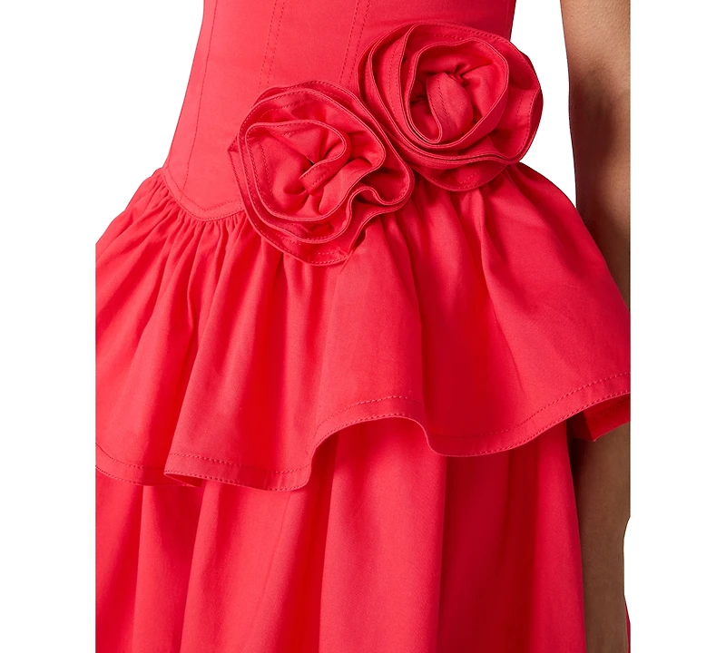 Steve Madden Juniors' Square Neck Tiered Mini Cotton Dress