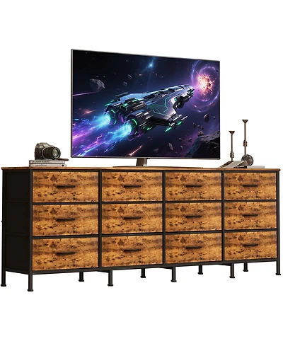 gaomon Tv Stand 70 Inch Entertainment Center with 12 Fabric Drawers, Charging Station