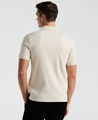 Perry Ellis Men's Slim-Fit Ribbed-Knit 1/4-Zip Polo Shirt