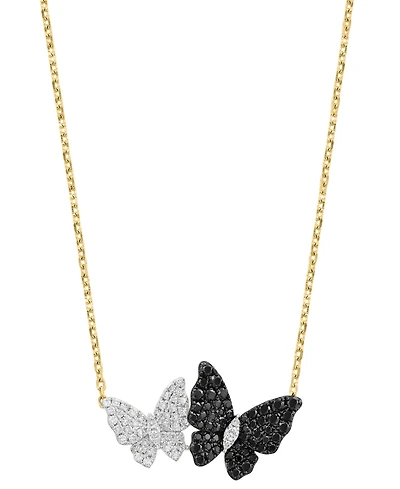 Effy Collection White Diamond (1/4 ct. t.w.) & Black Diamond (3/8 ct. t.w.) Necklace in 14k Yellow Gold
